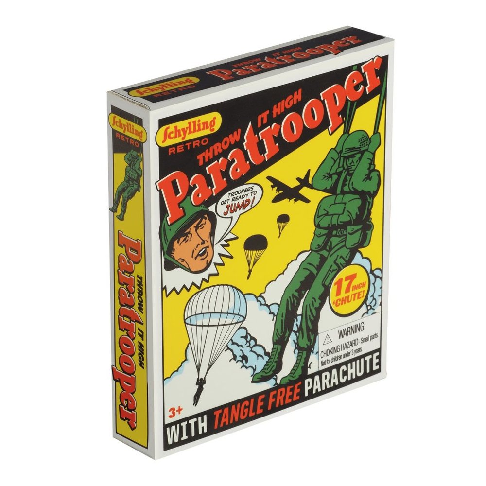 Schylling Retro Throw High Paratrooper Army Toy Airborne Soldier Parachute NIB